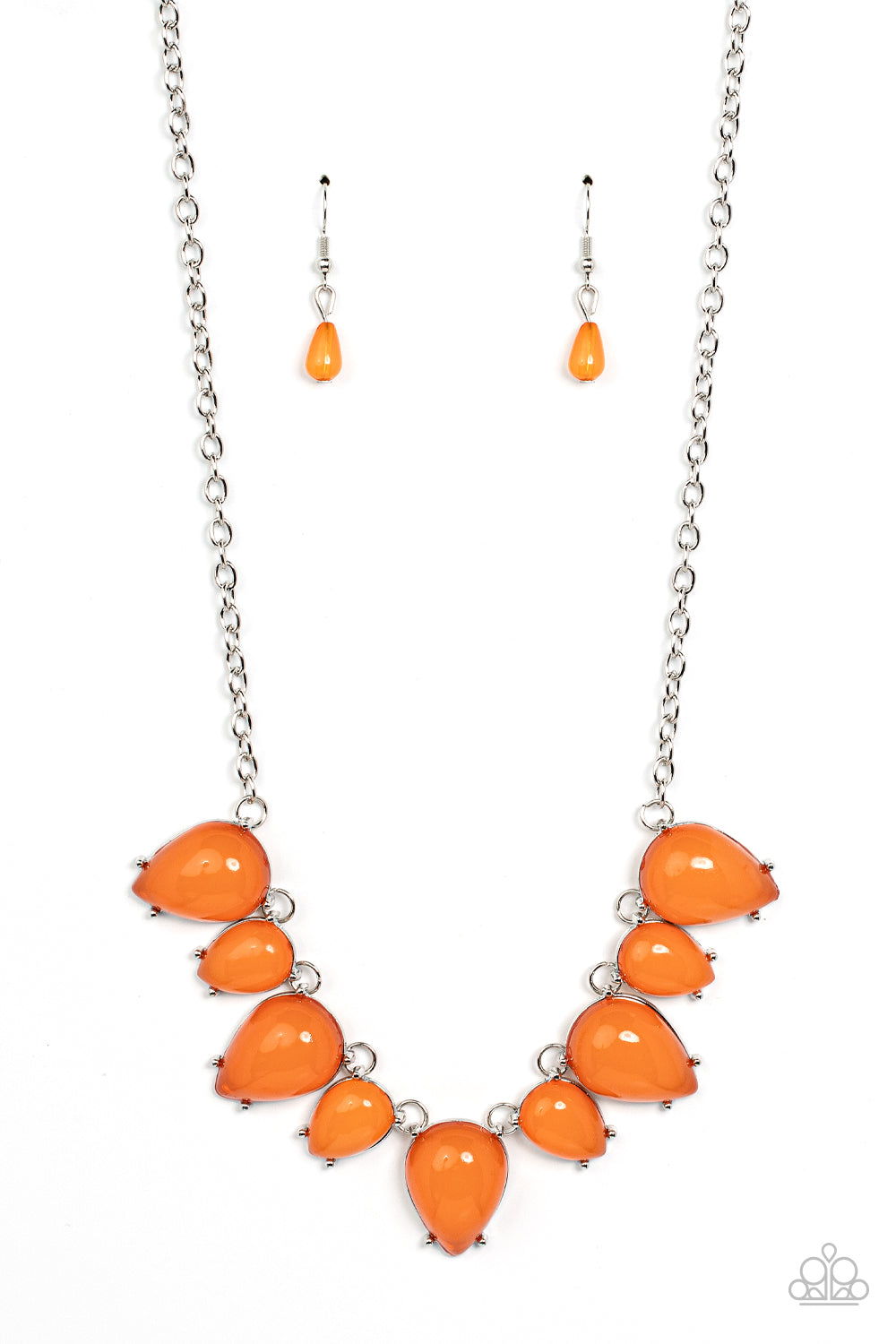 Paparazzi Jewelry Necklace Pampered Poolside - Orange with Matching Earrings