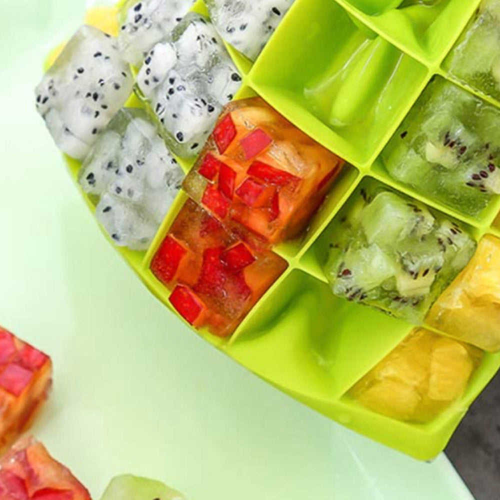 24 Grids Silicone Ice Cube Tray with Lid - Square Shape Ice Maker