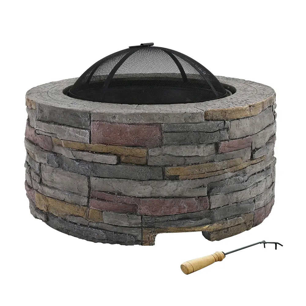 Grillz Fire Pit Outdoor Table - Charcoal Fireplace for Garden and Backyard