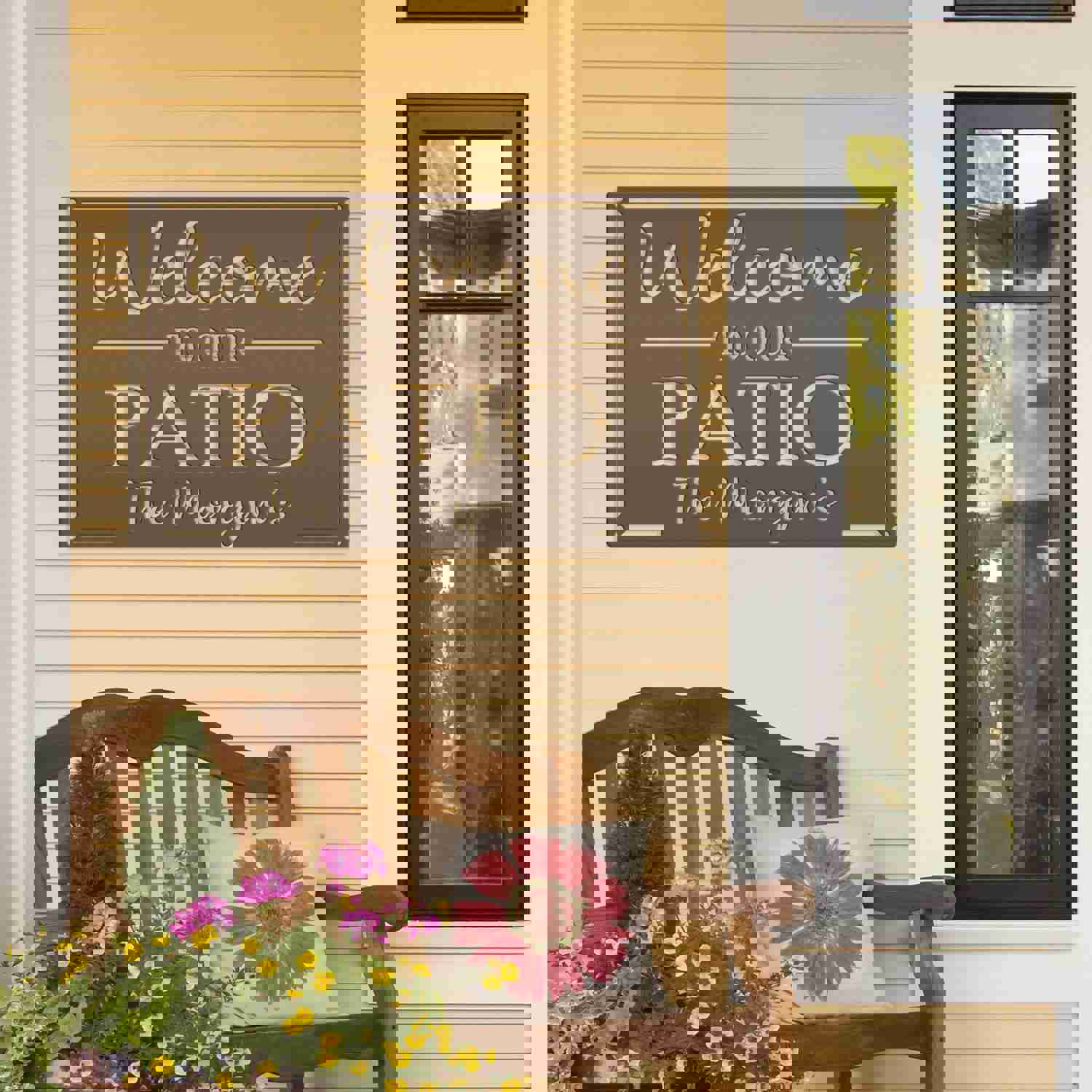 Personalized Metal Patio Welcome Sign - Custom Outdoor Decor for Porch, Deck, or Wedding Gift