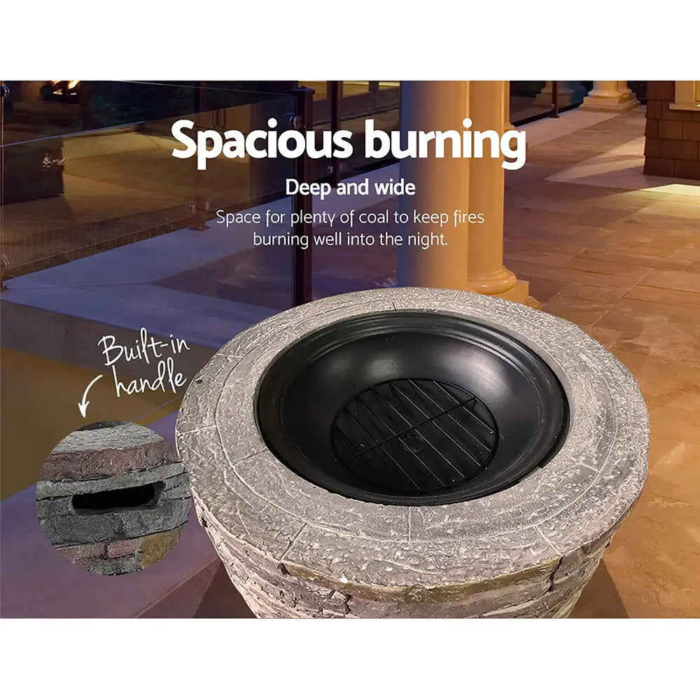 Grillz Fire Pit Outdoor Table - Charcoal Fireplace for Garden and Backyard