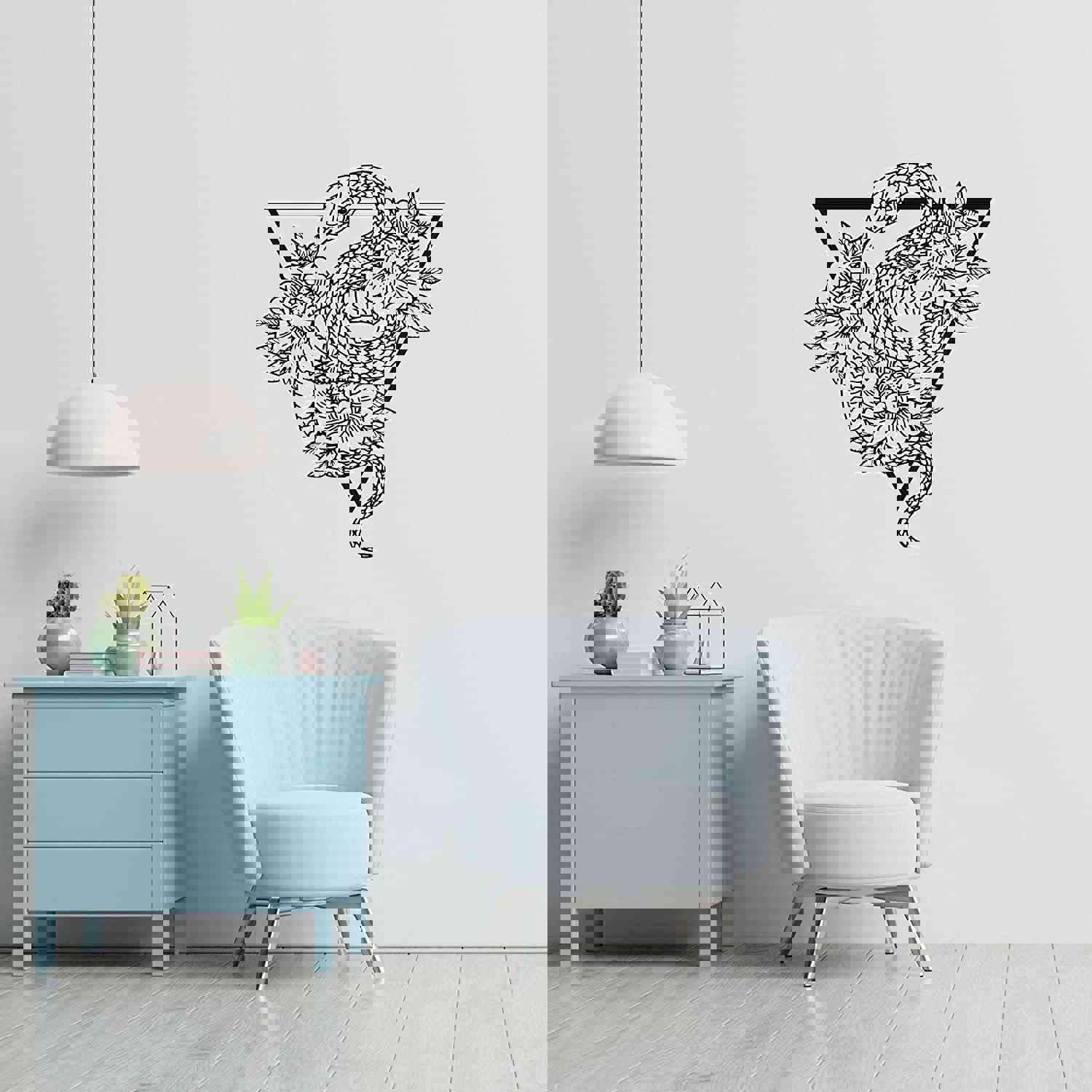 Animal Life Quote Vinyl Wall Sticker Decal - Snake and Roses Design