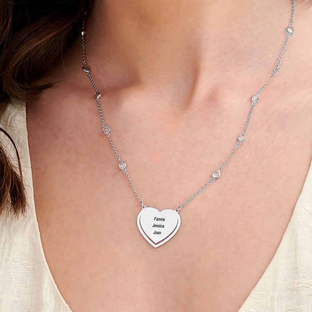 Custom Text Heart-shaped Necklace Personalized Silver Name Necklace Jewelry Design for Mother's Day Gift