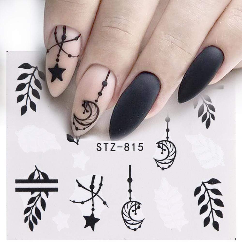 1pcs Water Nail Decal and Sticker Flower Leaf Tree Green Simple Summer Slider for Manicure Nail Art