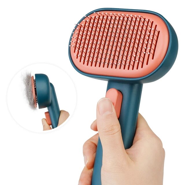 Aumuca Self Cleaning Slicker Brush for Cats and Dogs - Pet Grooming Tool with Stainless Steel Needles