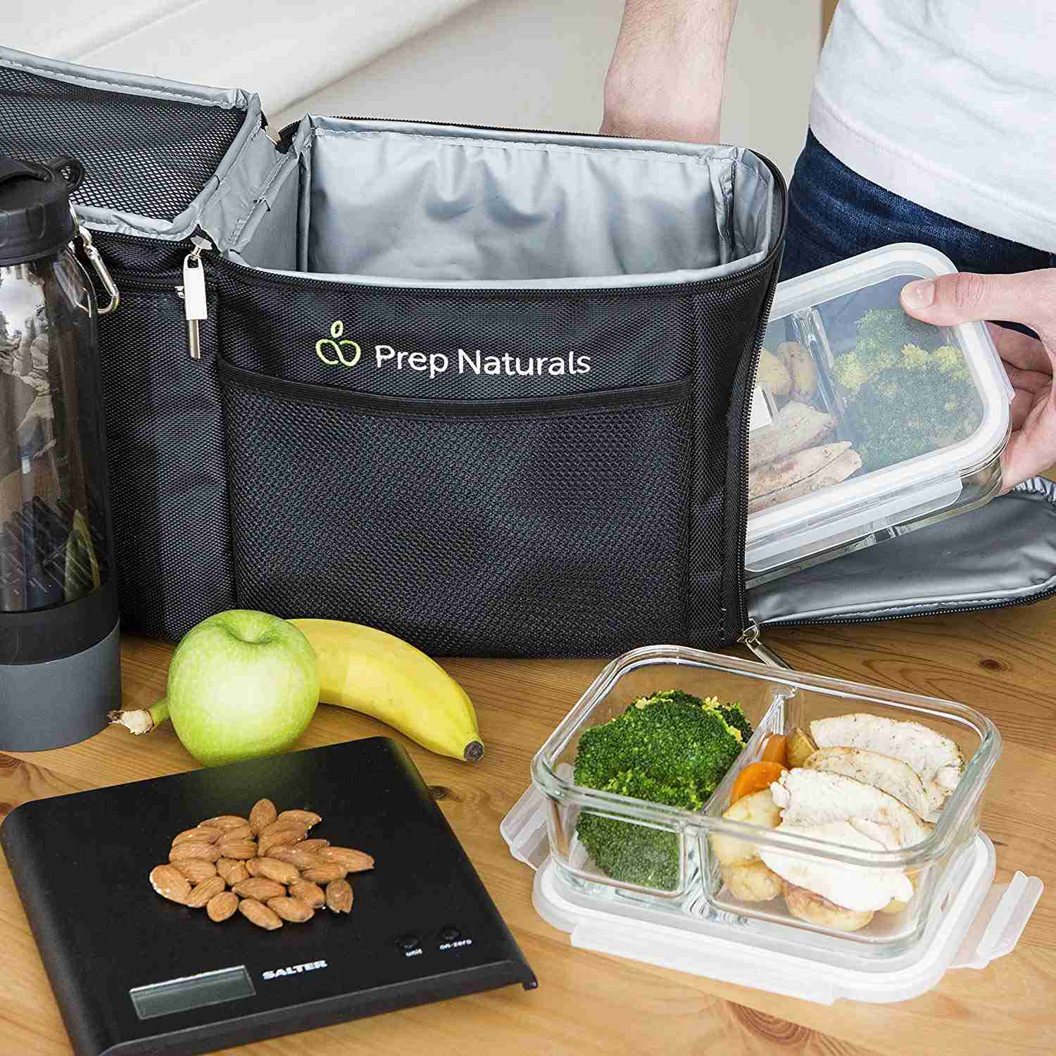 3-Piece Glass Meal Prep Containers with 2 Compartments - 25oz