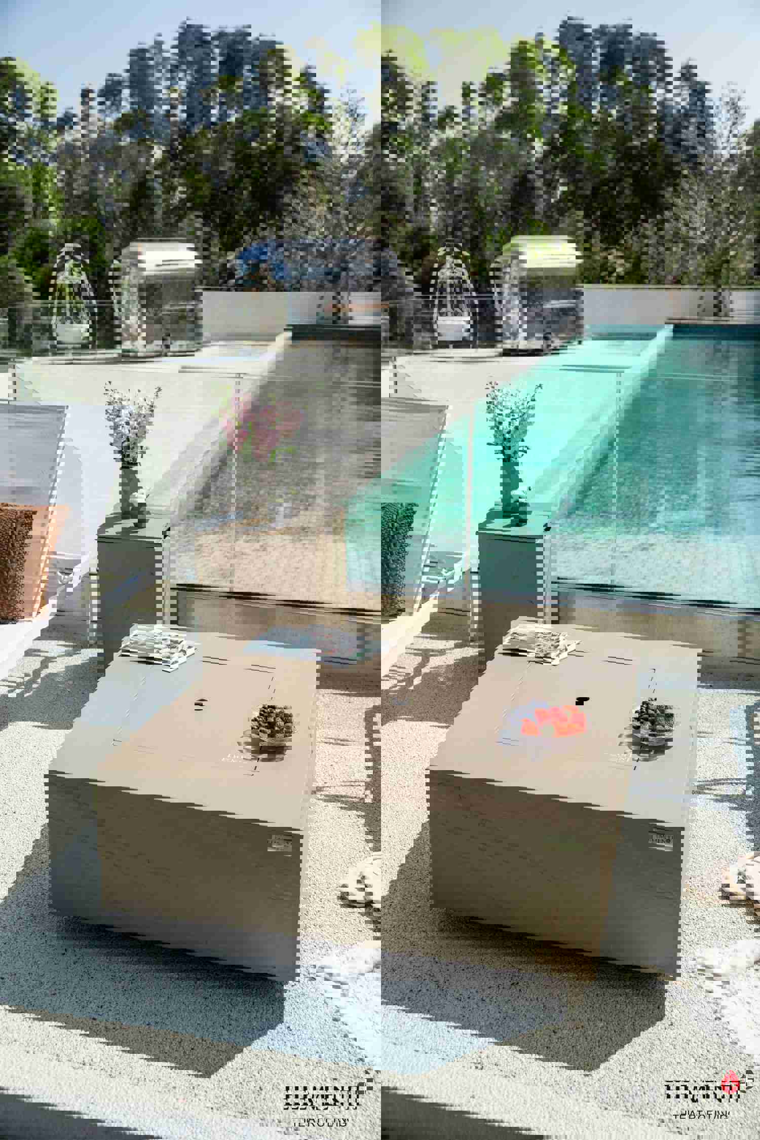 Uluru Natural Sandstone Concrete Square Fire Pit Table