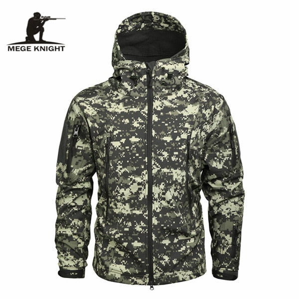 Mege Brand Men's Military Camouflage Fleece Jacket - Tactical Windbreaker