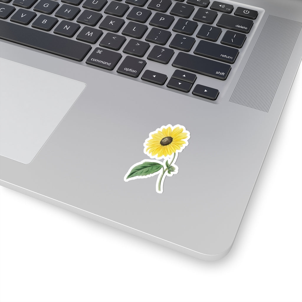 California Sunflower Decal - Nature Bloom Stem Floral Yellow Vinyl Sticker for Laptop, Waterbottle, Tumbler, Car Bumper, Wall