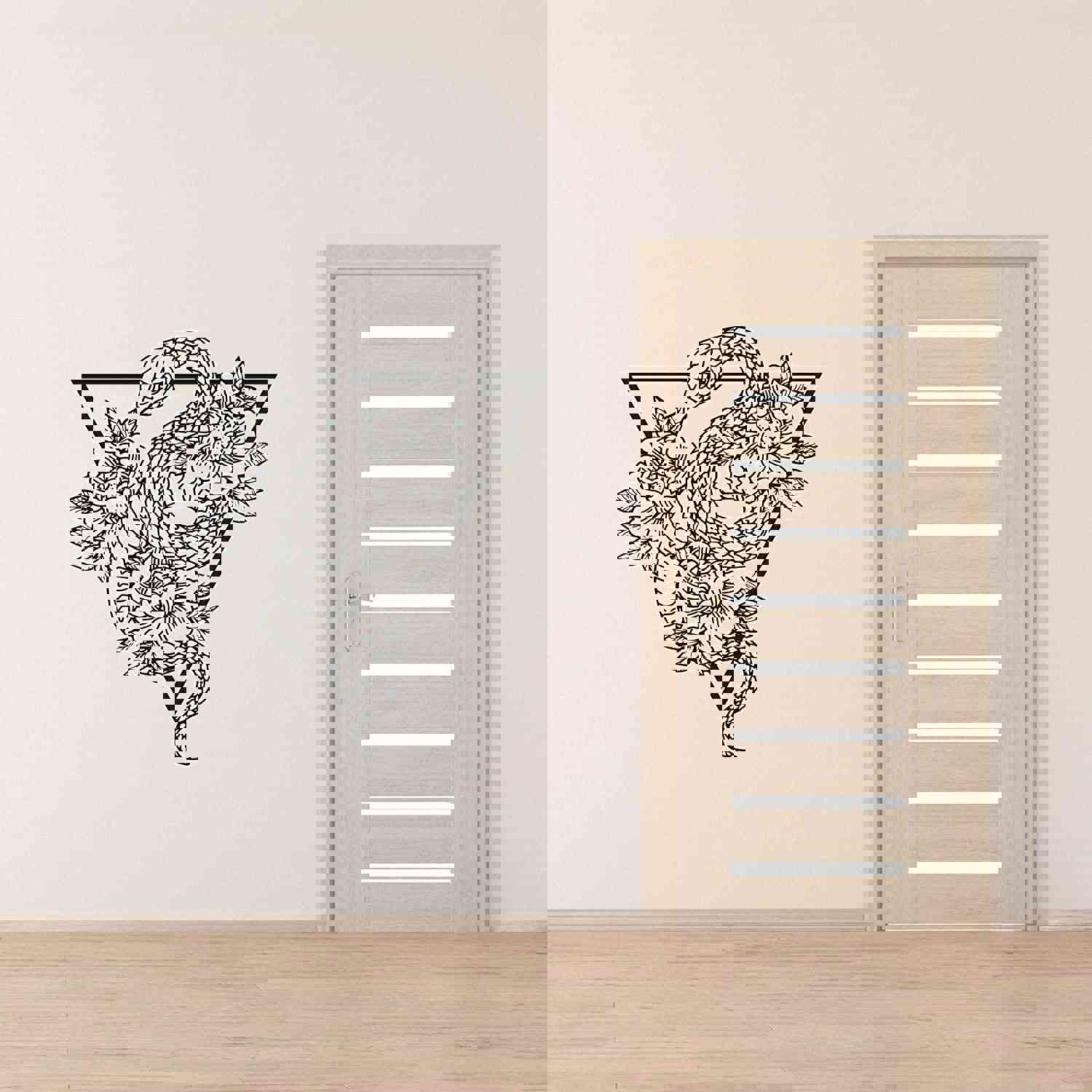 Animal Life Quote Vinyl Wall Sticker Decal - Snake and Roses Design