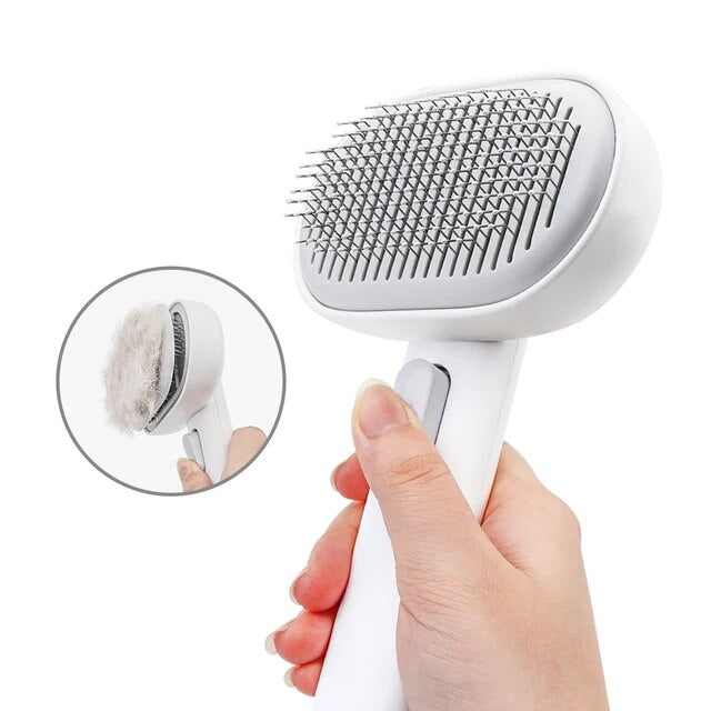 Aumuca Self Cleaning Slicker Brush for Cats and Dogs - Pet Grooming Tool with Stainless Steel Needles