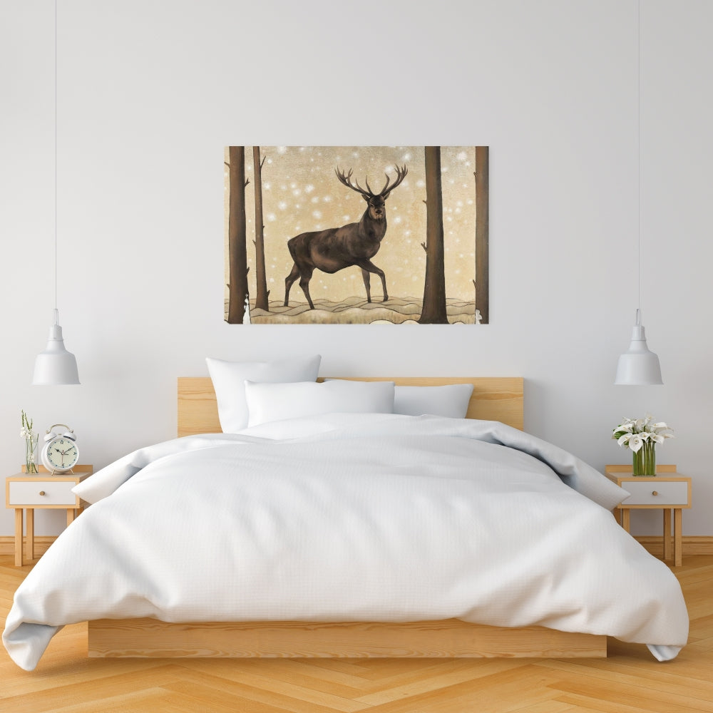 Roe Deer In A Winter Landscape, Fine Art Gallery Wrapped Canvas 24x36