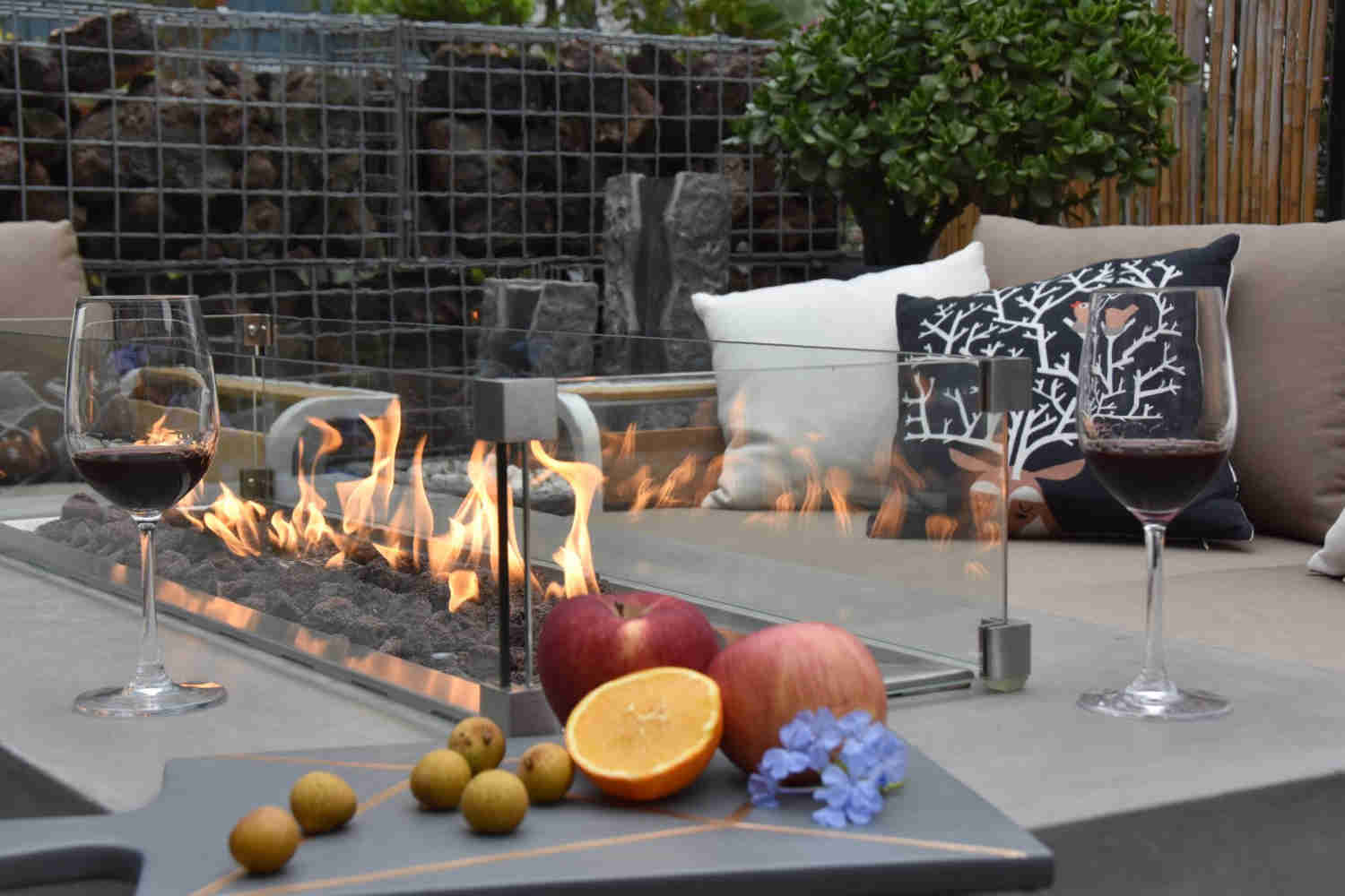 Gloria Rectangle Concrete Fire Pit Table