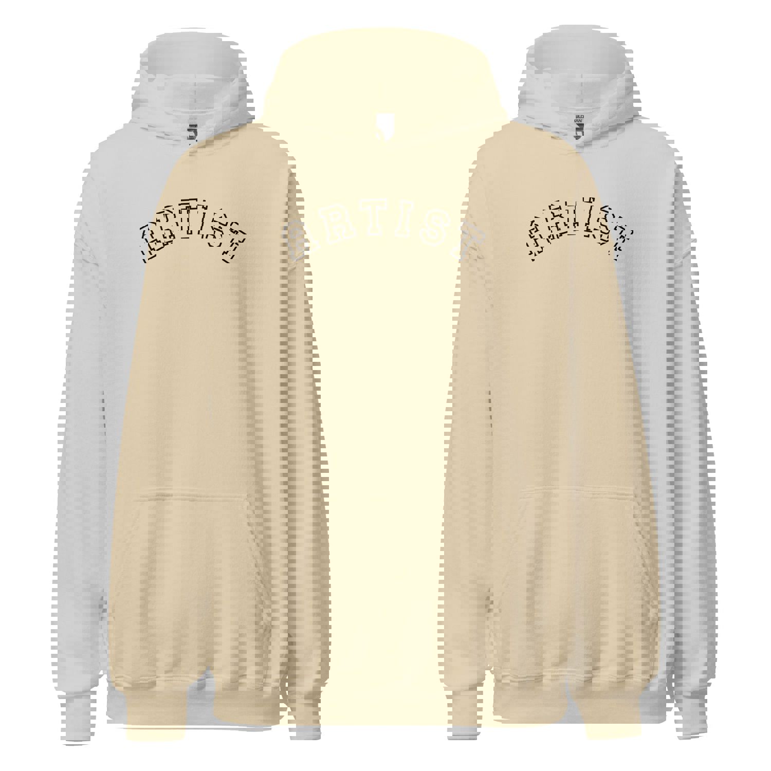 Artist (Gildan Hoodie) - Sand-Colored Sporty Hoodie with Black Print