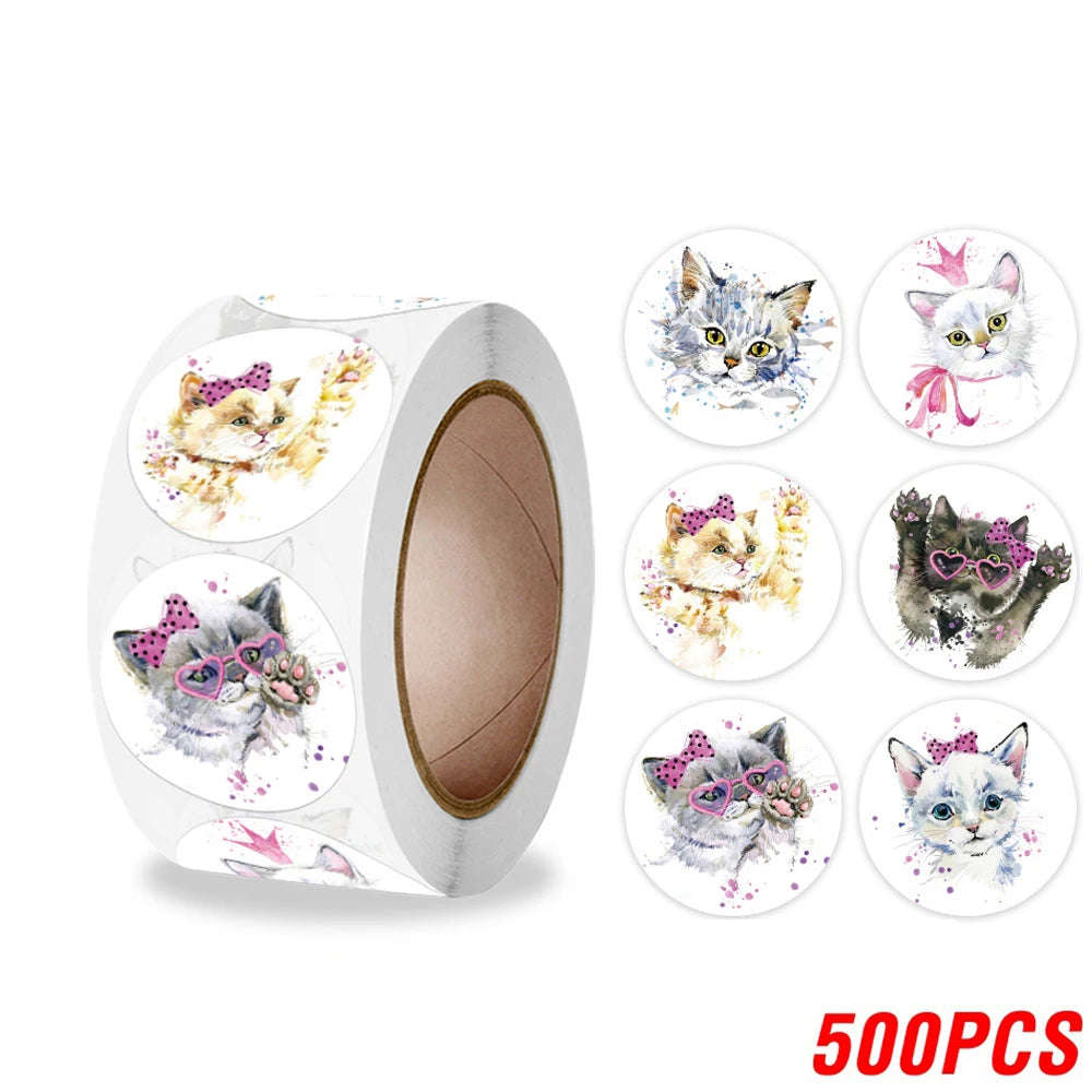 CIFEEO 100-500pcs Kawaii Cat Thank You Stickers for Gifts, Cards, and Parties