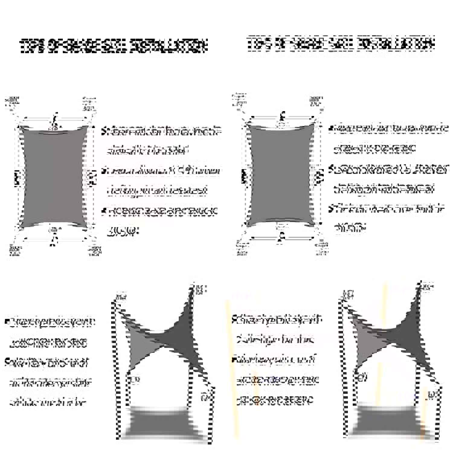 10 x 13 Sun Shade Sails Canopy Rectangle Sand, 185GSM UV Block Shade Sail for Outdoor Use