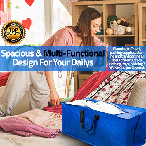 Heavy Duty Organizer Storage Bag - XL Moving Bags with Zippers, 4 Packs