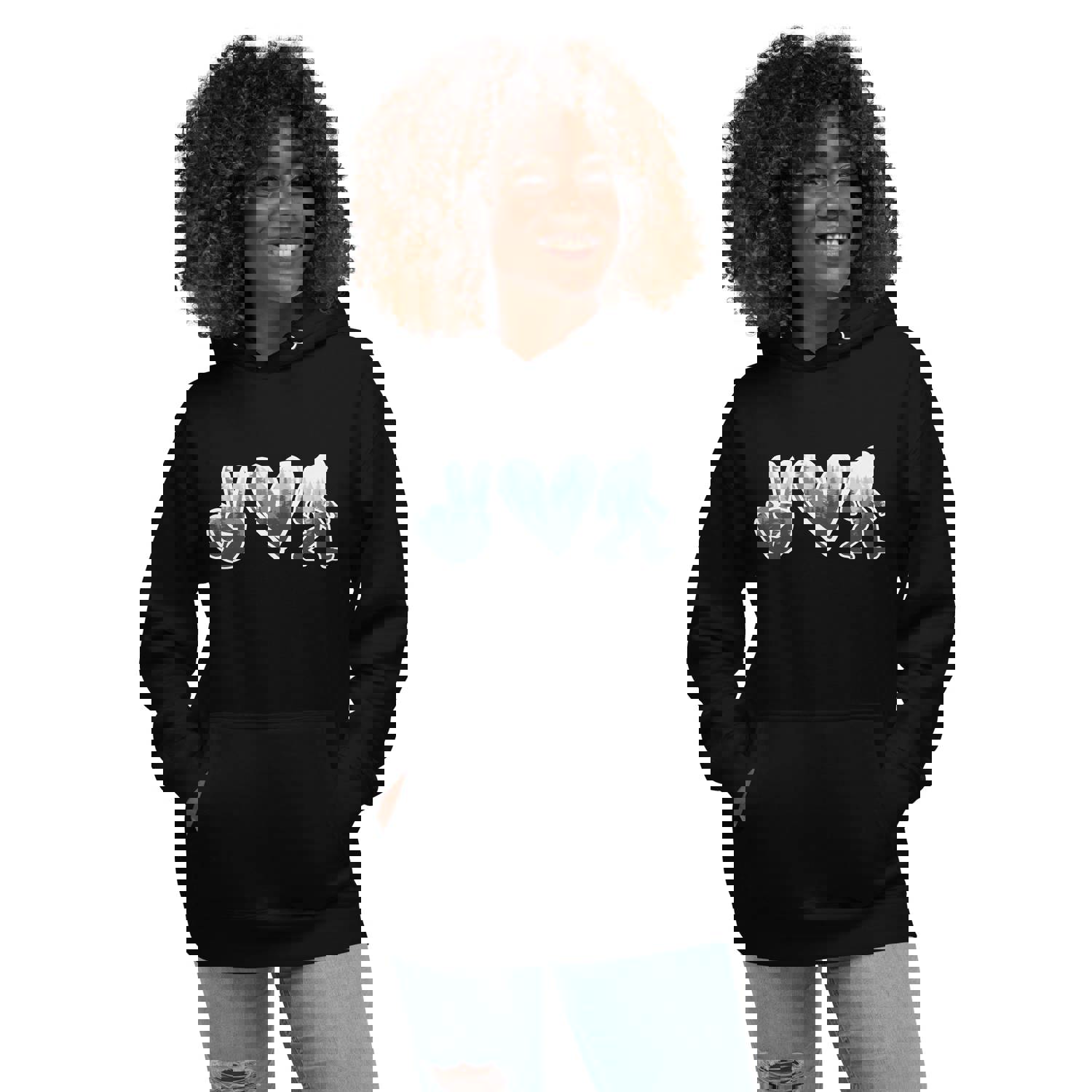 Peace Love Sasquatch Mountain Design Unisex Hoodie