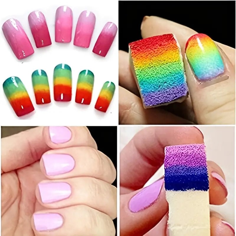 8 Pcs Gradient Shaped Nails Soft Sponges for Color Fade Manicure Nail Art Tools