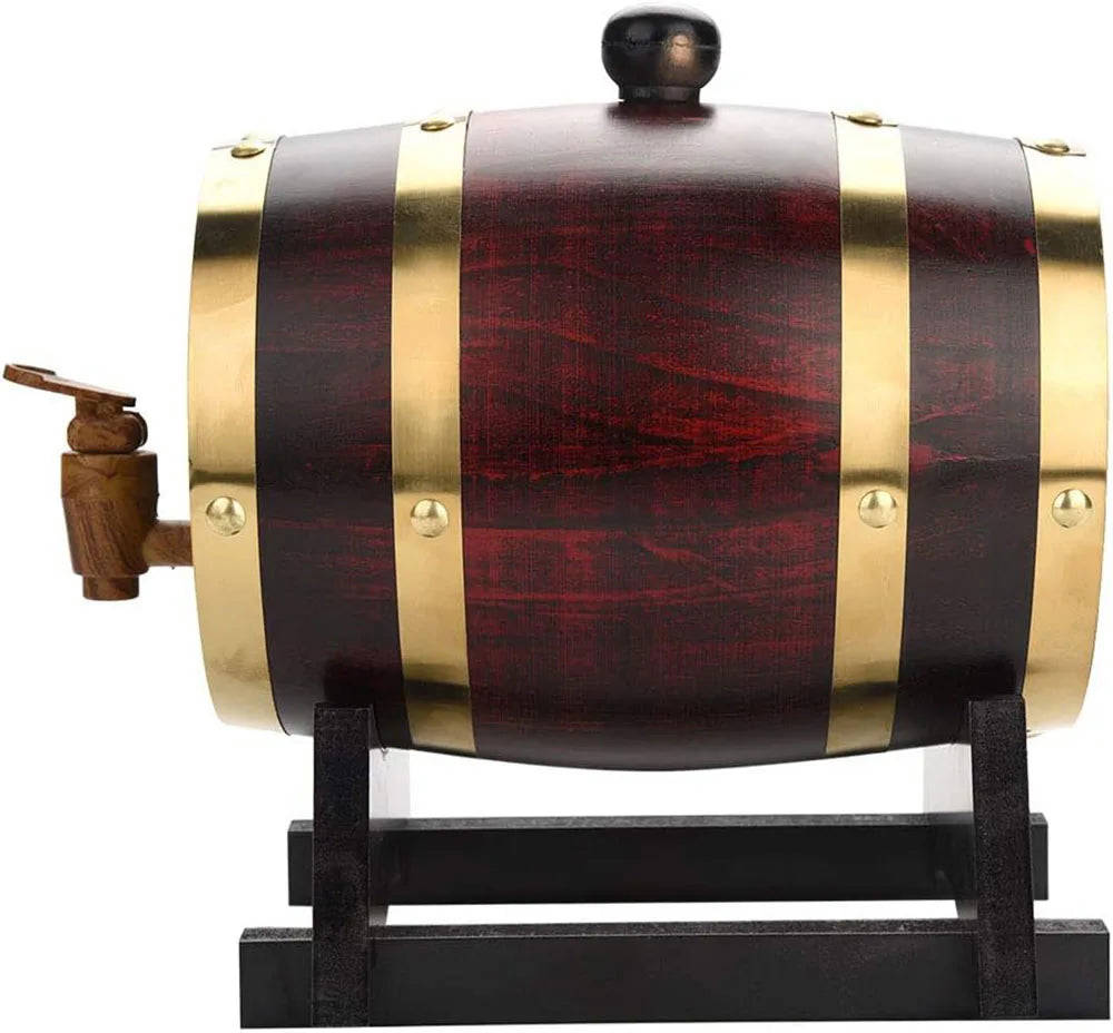 3L Wood Barrel Vintage Oak Beer Brewing Tools Tap Dispenser for Rum Pot Whisky Wine Bar Tools