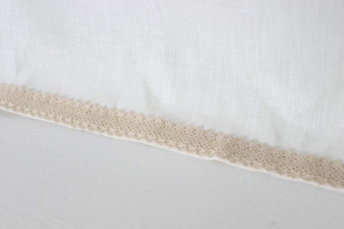 Linen Unlined Cafe Curtain - Privacy Panel in Off-white and White