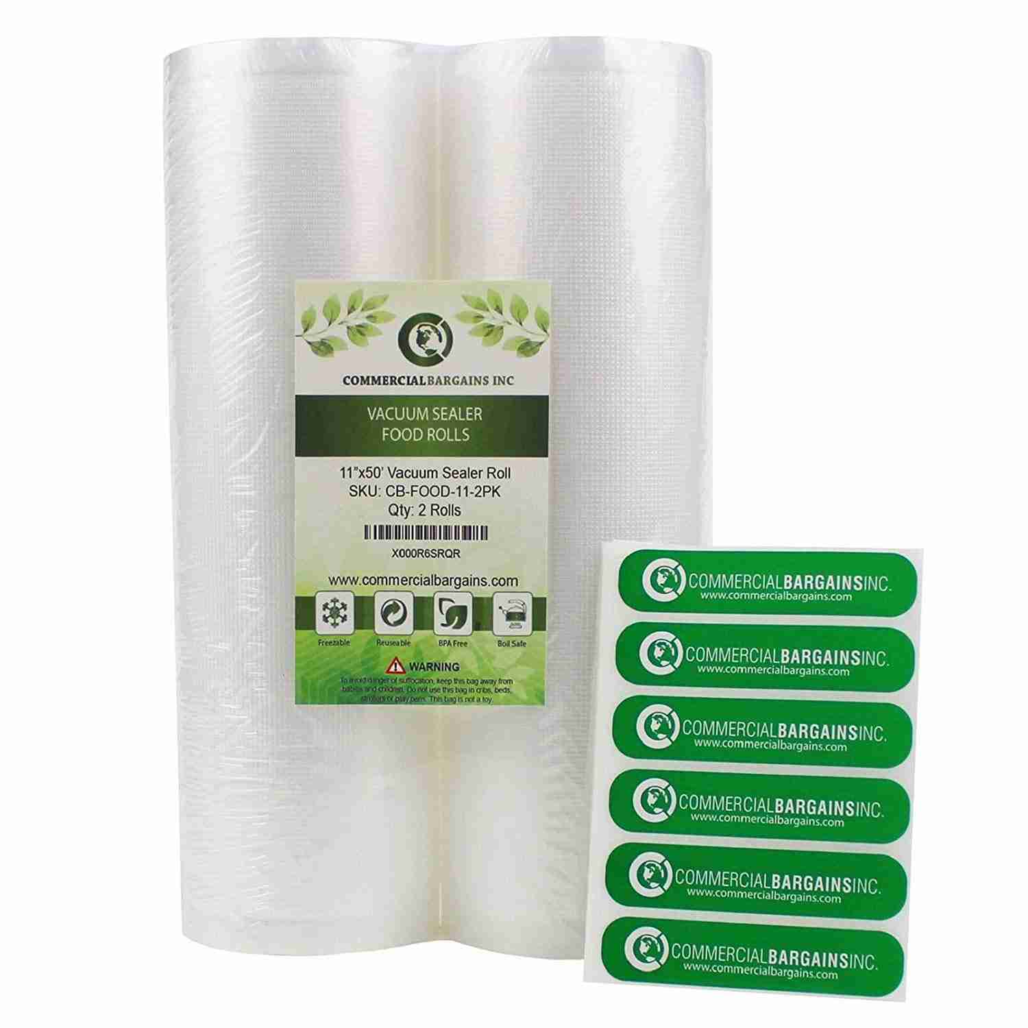Commercial Bargains 2 Jumbo 11 x 50 Commercial Vacuum Sealer Saver Bags Sous Vide Food Storage