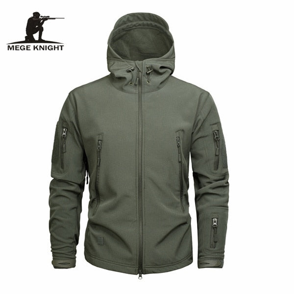 Mege Brand Men's Military Camouflage Fleece Jacket - Tactical Windbreaker