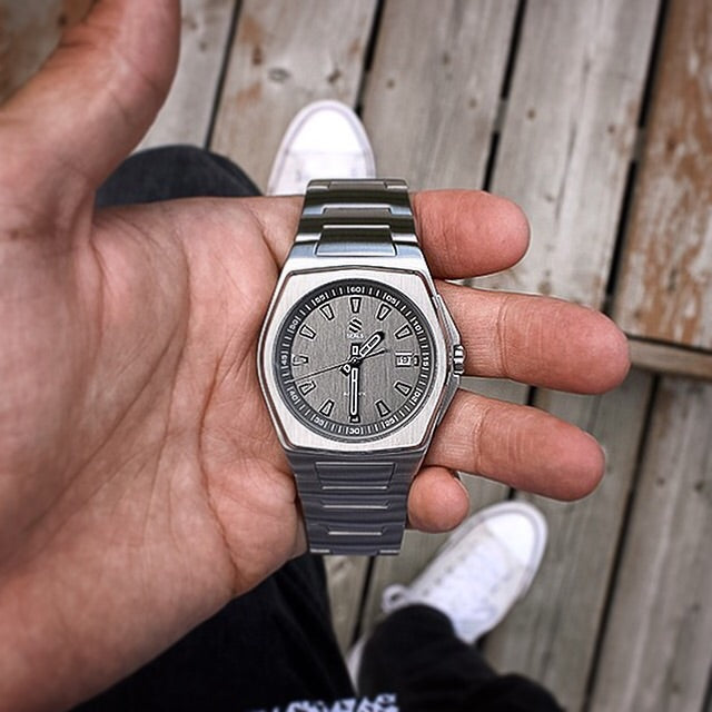Stainless Steel Automatic Wrist Watch with Slate Dial - Model A