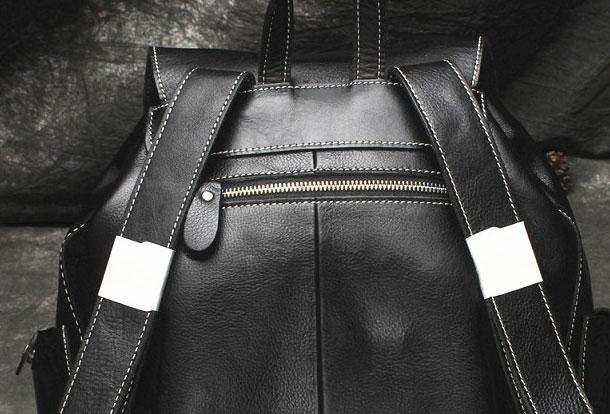 Cool Men's Leather Black Backpack for School, Travel, and Hiking