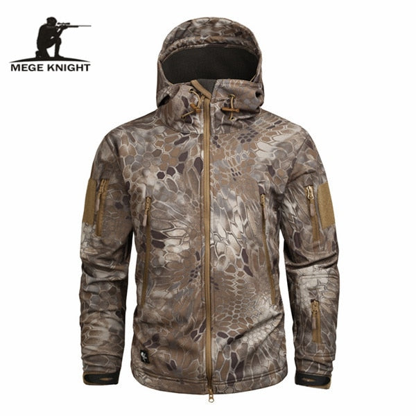 Mege Brand Men's Military Camouflage Fleece Jacket - Tactical Windbreaker