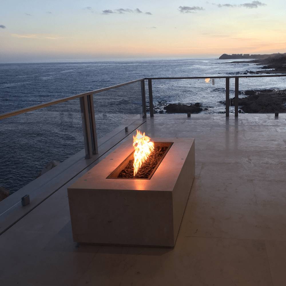 Top Fires Regal 48-Inch Rectangular GFRC Gas Fire Pit - Electronic Ignition