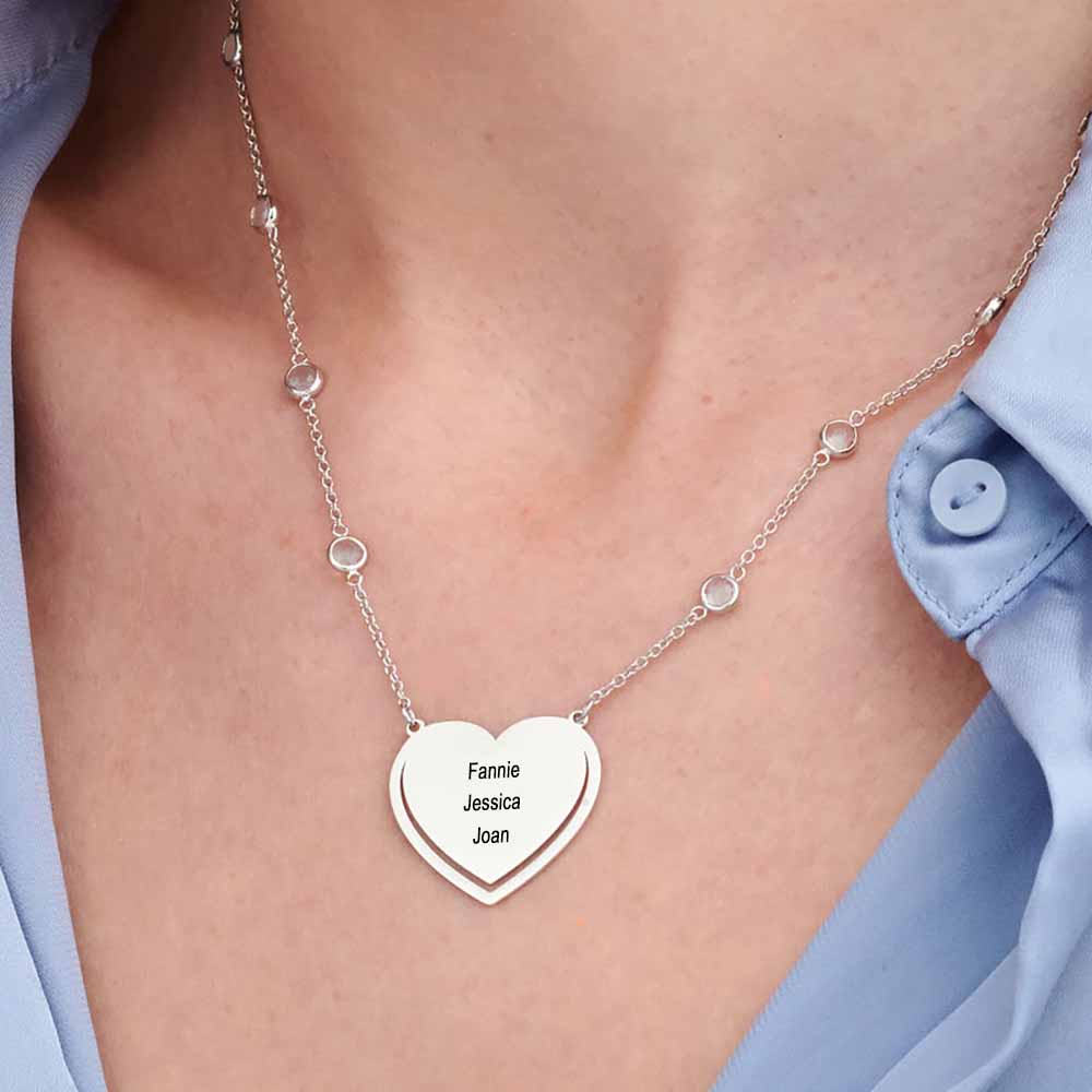 Custom Text Heart-shaped Necklace Personalized Silver Name Necklace Jewelry Design for Mother's Day Gift