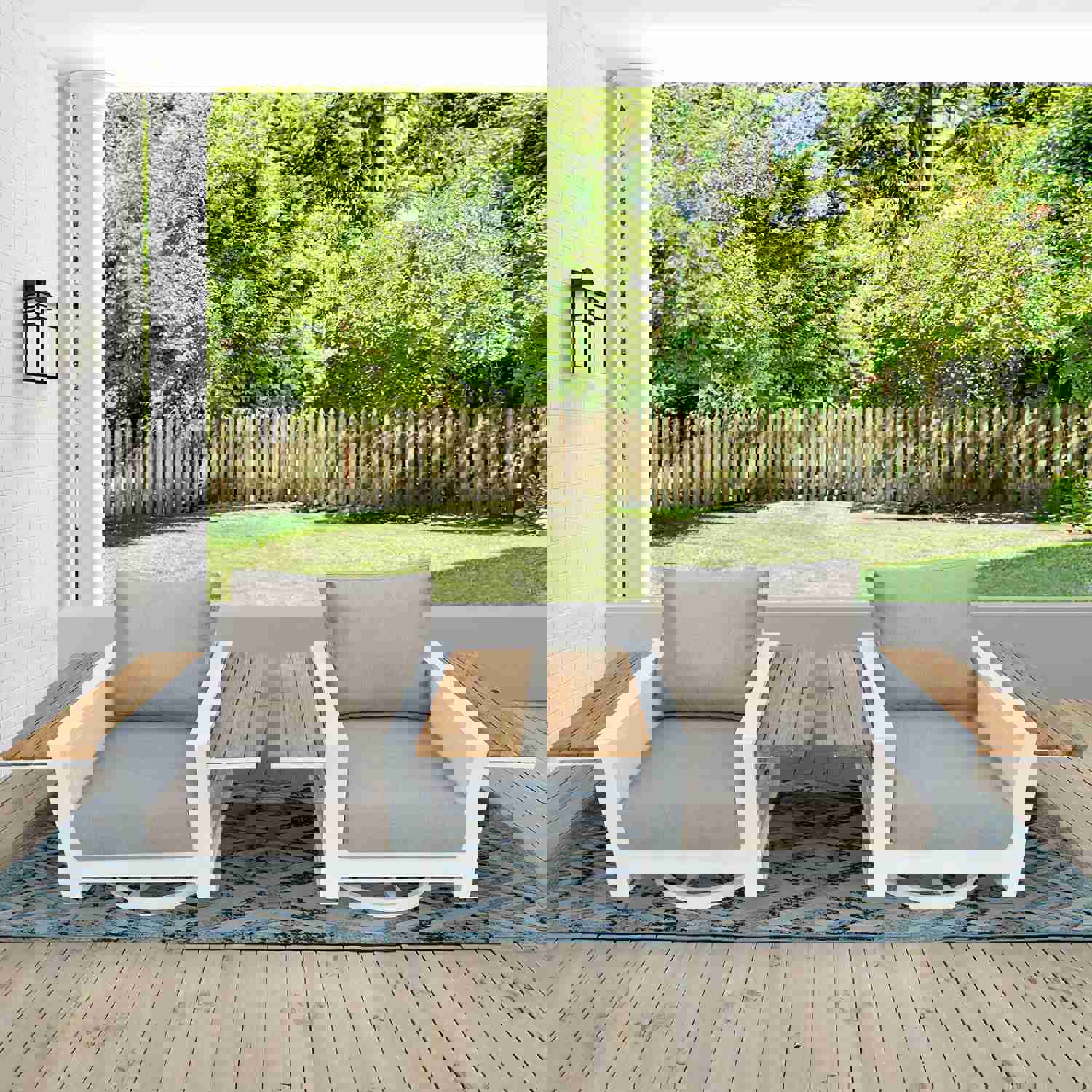 Denver 4-Piece Aluminum Outdoor Patio Fire Pit Seating Set with Acrylic Cast Ash Cushions