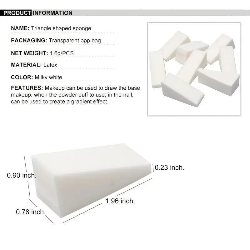8 Pcs Gradient Shaped Nails Soft Sponges for Color Fade Manicure Nail Art Tools