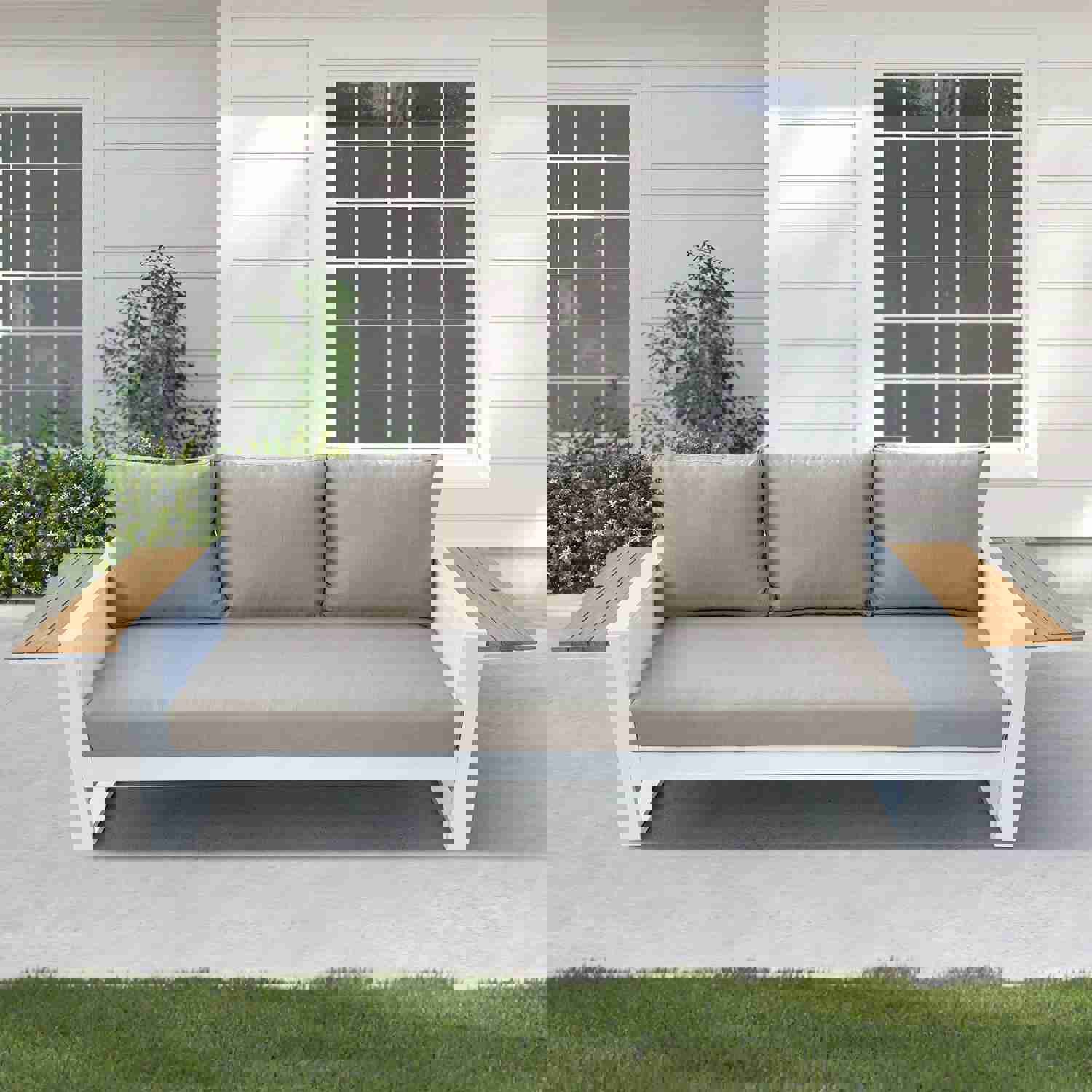 Denver 4-Piece Aluminum Outdoor Patio Fire Pit Seating Set with Acrylic Cast Ash Cushions