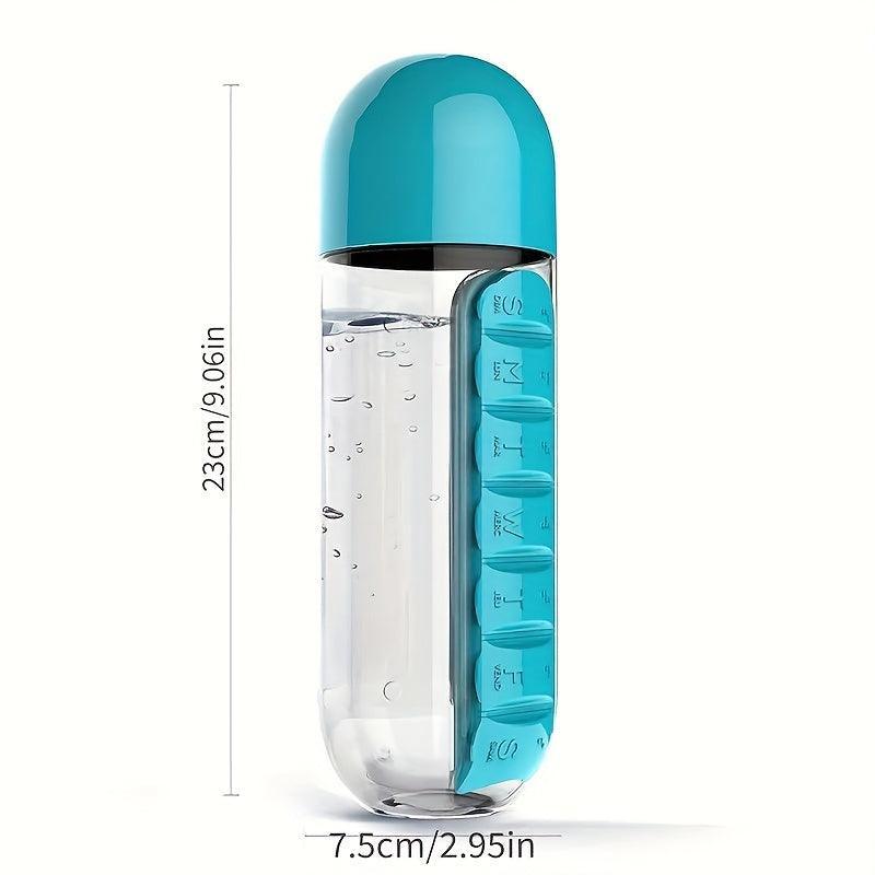 Portable Two-in-One Medicine Box and Water Bottle for Outdoor Activities