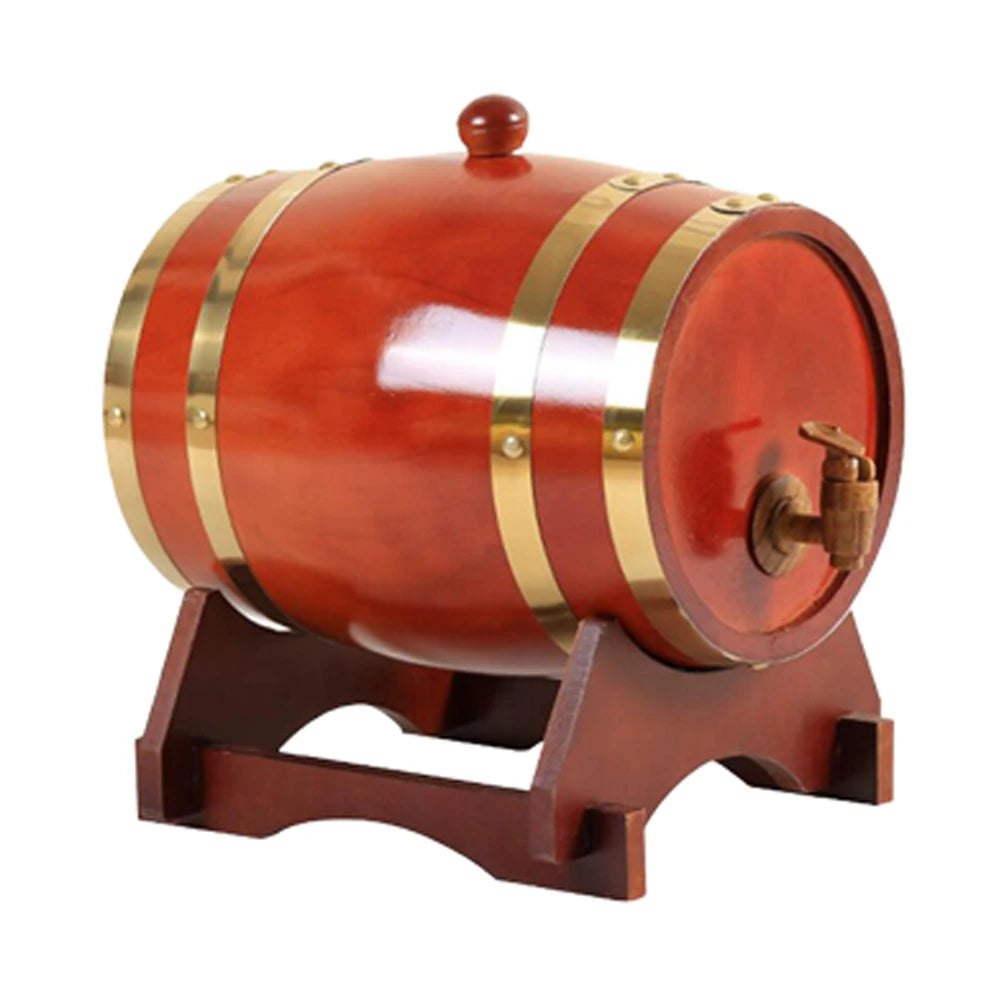 3L Wood Barrel Vintage Oak Beer Brewing Tools Tap Dispenser for Rum Pot Whisky Wine Bar Tools