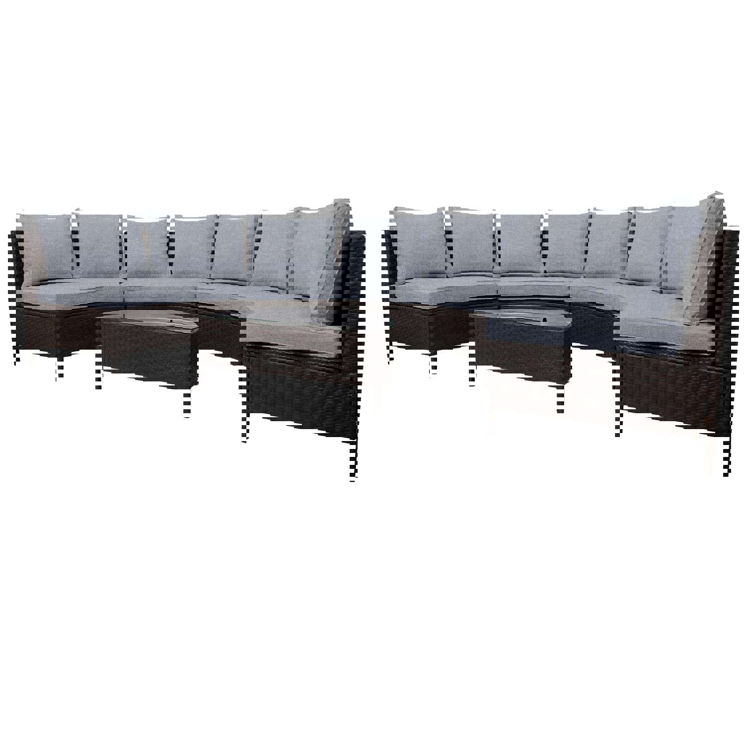 TOPMAX 5-Piece All-Weather Brown PE Rattan Outdoor Patio Sectional Sofa Set with Tempered Glass Table