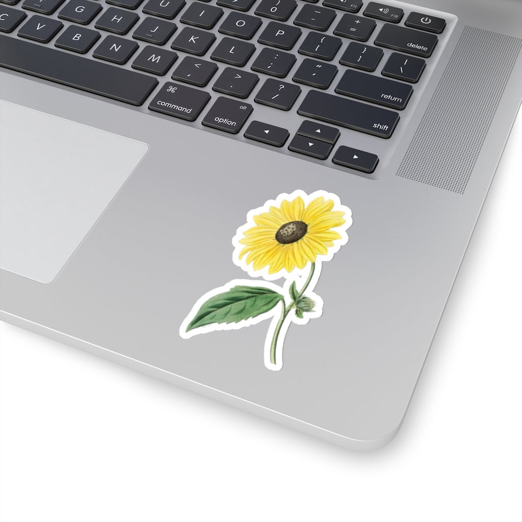 California Sunflower Decal - Nature Bloom Stem Floral Yellow Vinyl Sticker for Laptop, Waterbottle, Tumbler, Car Bumper, Wall