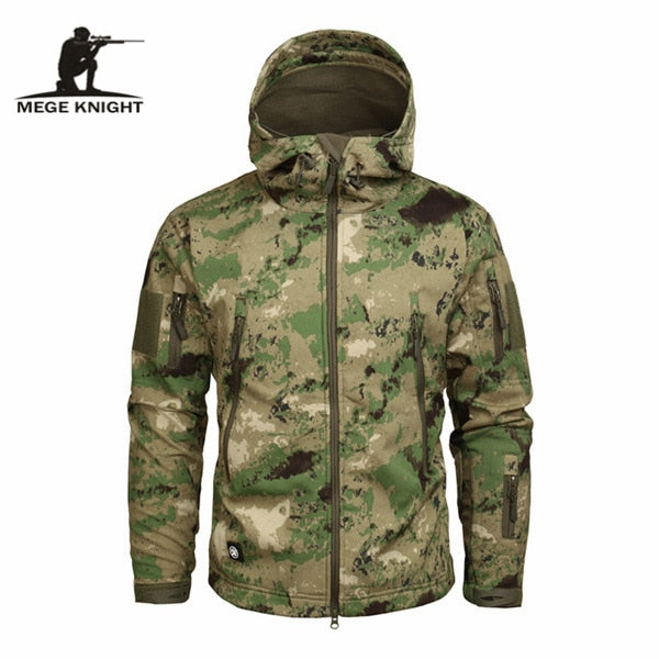 Mege Brand Men's Military Camouflage Fleece Jacket - Tactical Windbreaker