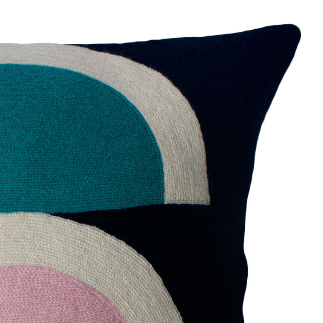 VIOLA BLACK PILLOW - Hand Embroidered Geometric Throw Pillow