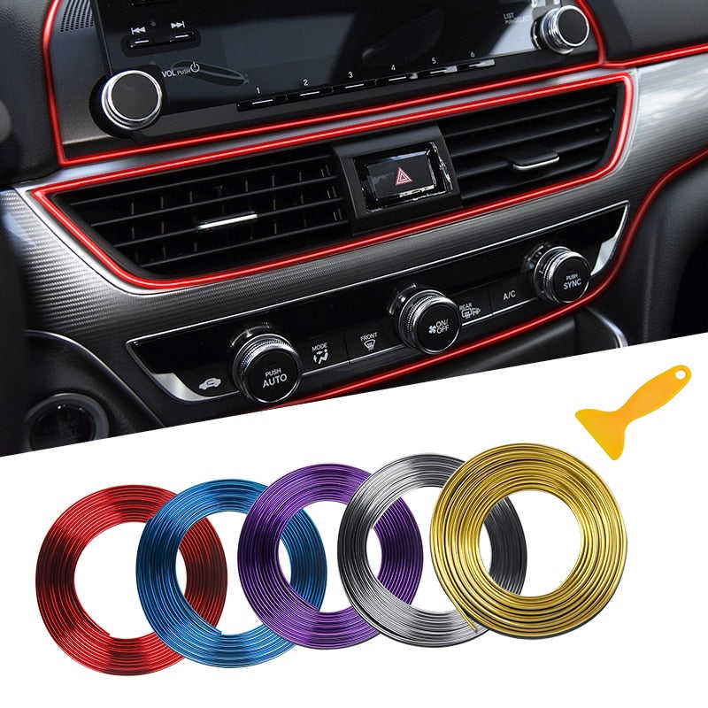 5M Universal Car Interior Decorative Moulding Strip for Dashboard & Door Edge