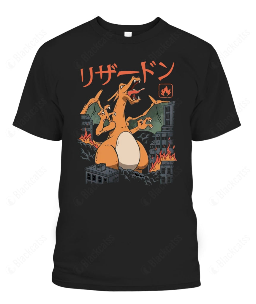 PKM Charizard Fire Kaiju Custom Graphic T-Shirt