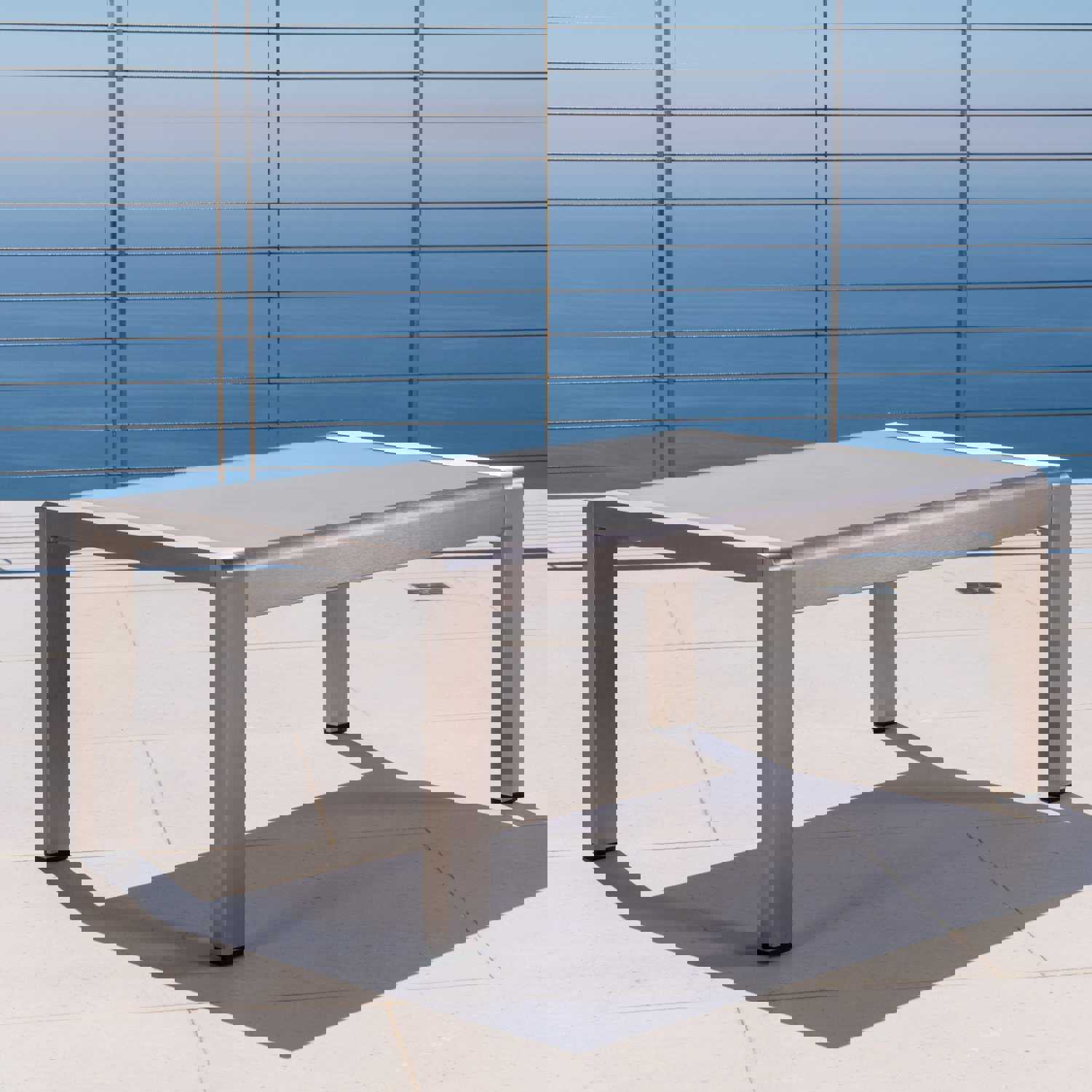 Coral Bay Outdoor Aluminum Coffee Table with Tempered Glass Top