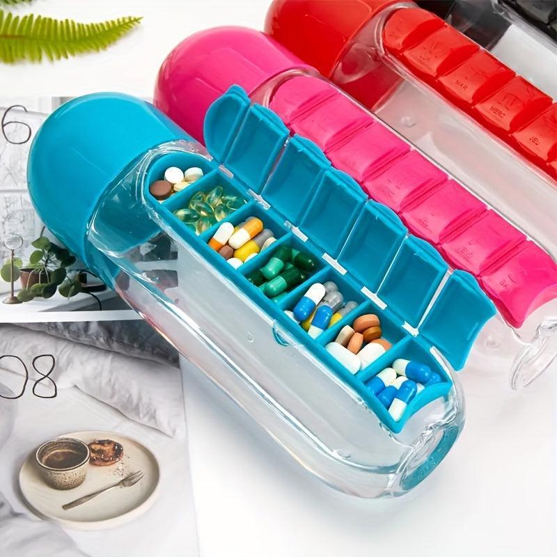 Portable Two-in-One Medicine Box and Water Bottle for Outdoor Activities