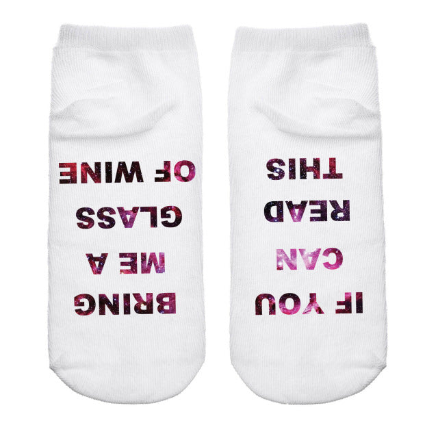 1 Pair IF YOU CAN READ THIS Funny White Low Cut Ankle Socks for Women & Men