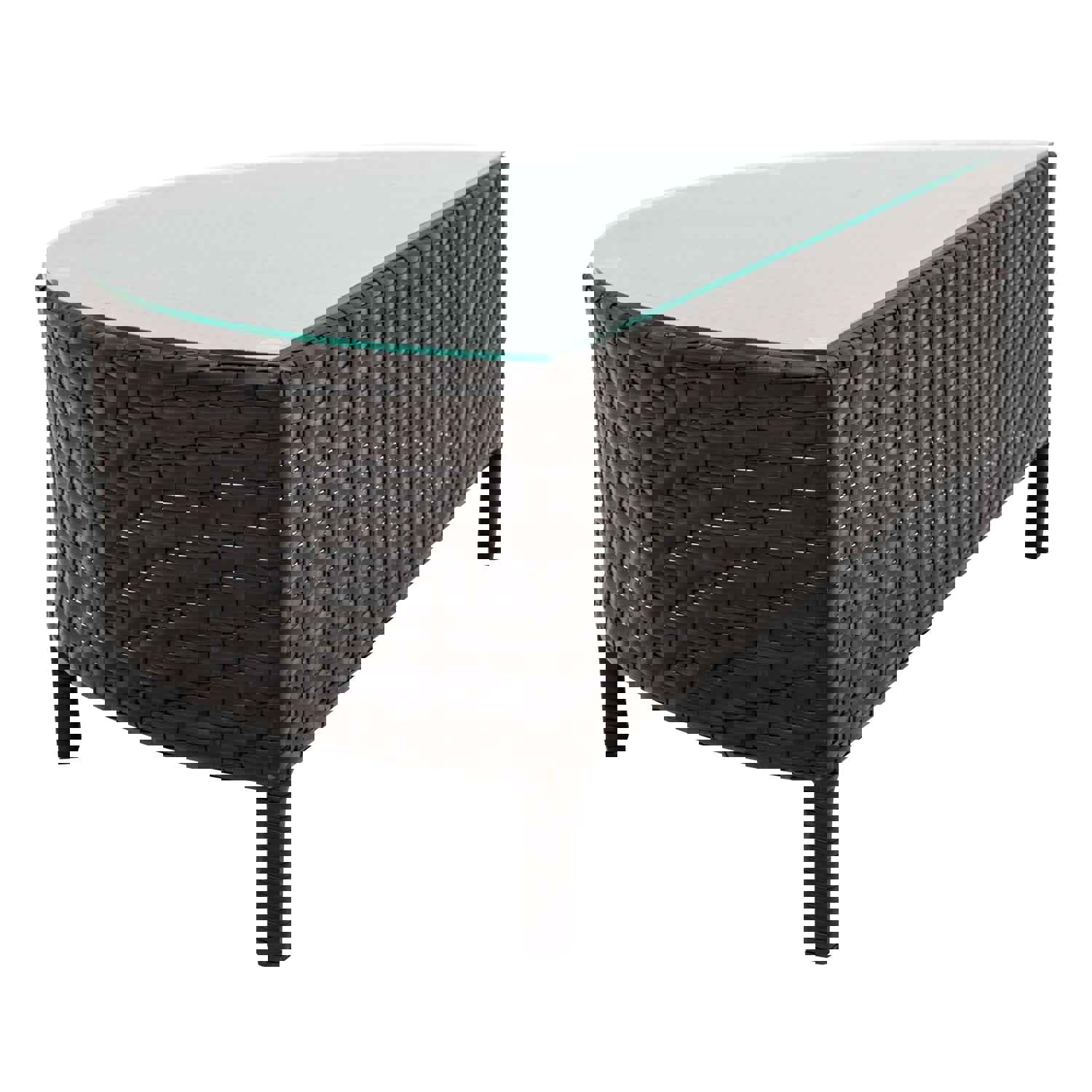 TOPMAX 5-Piece All-Weather Brown PE Rattan Outdoor Patio Sectional Sofa Set with Tempered Glass Table