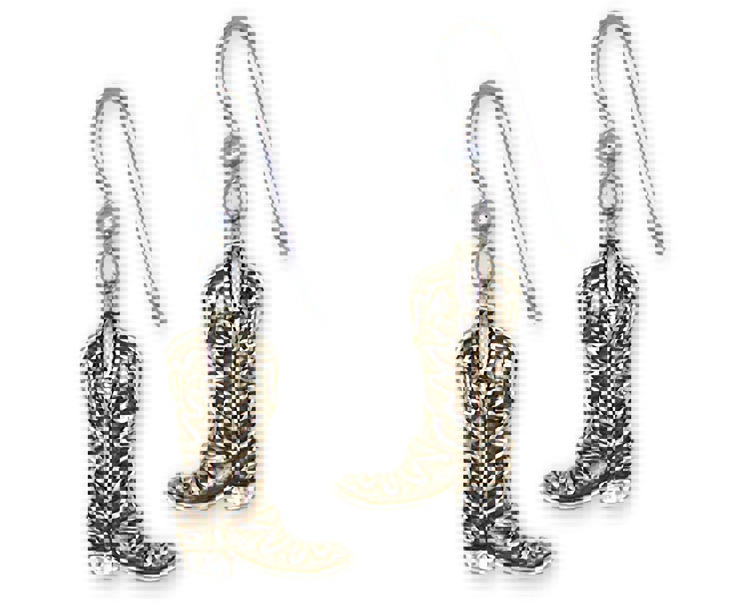 Handmade Sterling Silver Western Texas Boot Earrings