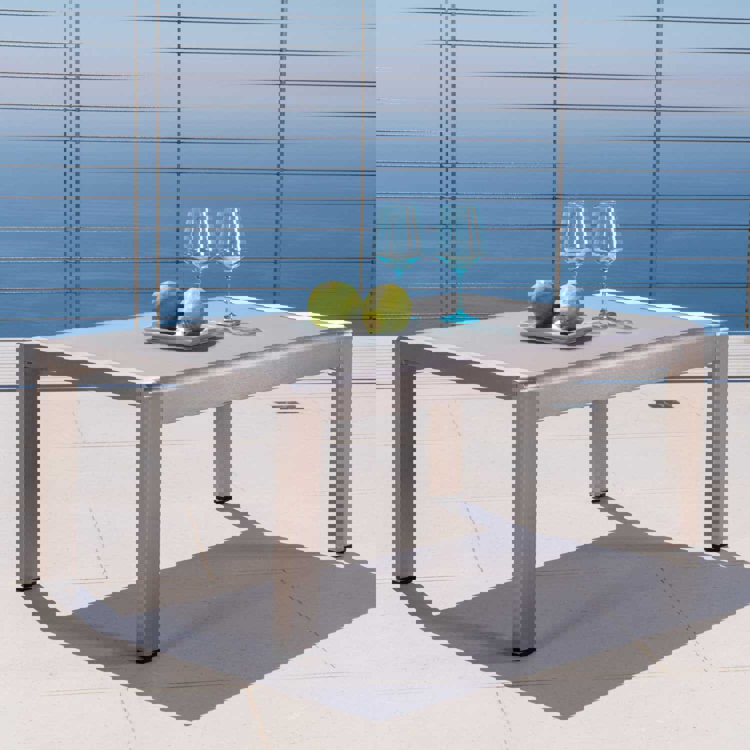Coral Bay Outdoor Aluminum Coffee Table with Tempered Glass Top
