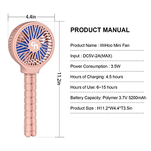 WiHoo Stroller Fan - 5200mAh Rechargeable Clip-On Fan for Baby Stroller, Car Seat, Crib, and Office